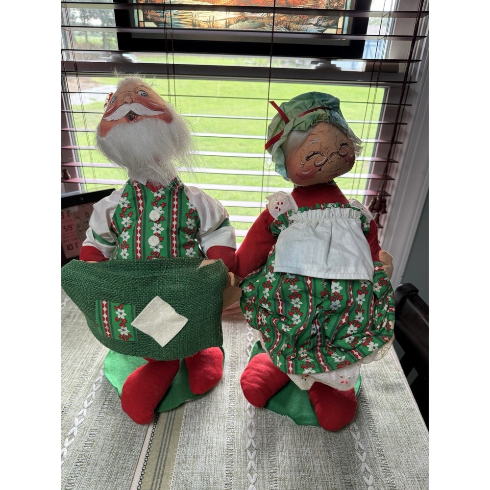Vintage Annalee Santa & Ms Santa Large Figurines 19" Lot Of 2